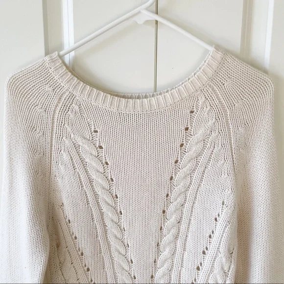 Autumn Cashmere Cable Knit Cashmere Blend Cable Knit Cream Sweater Size XS - Picture 4 of 7